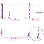 Крака за масичка за кафе, Т-образни, 2 бр., антрацит, 60x25x(42-43) см, стомана