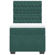 Боксспринг легло с матрак, тъмнозелена, 90x190 см, кадифе