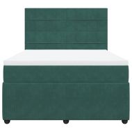 Боксспринг легло с матрак, тъмнозелено, 140x200 см, кадифе