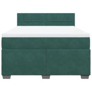 Боксспринг легло с матрак, тъмнозелено, 160x200 см, кадифе