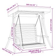 Люлееща се пейка със сенник, масивно дърво смърч с тиков финиш