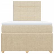 Боксспринг легло с матрак, кремаво, 120x190 см, плат