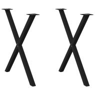Крака за трапезна маса, X-образни, 2 бр., черни, 80 x (72-73) см, стомана