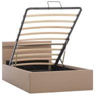 Легло с повдигащ механизъм и LED капучино еко кожа 100x200 cм