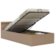 Легло с повдигащ механизъм и LED капучино еко кожа 100x200 cм