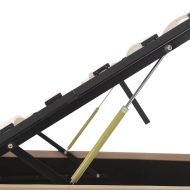 Легло с повдигащ механизъм и LED капучино еко кожа 100x200 cм