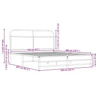 Рамка за легло без матрак 150x200 см кафяв дъб инженерно дърво