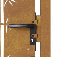 Градинска порта 100x75 см, кортенова стомана, дизайн от бамбук