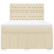 Боксспринг легло с матрак, кремава, 160x200 см, плат