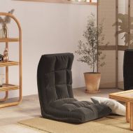 Сгъваем подов стол, черен, текстил