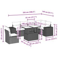 Градински комплект с възглавници, 7 части, кафяв, полиратан