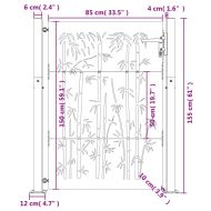 Градинска порта 100x150 см, кортенова стомана, дизайн от бамбук