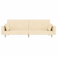 2-местно разтегателно канапе с две възглавници кремаво текстил