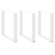 Крака за трапезна маса, U-образни, 3 бр., бели, 90x(72-73) см, стомана