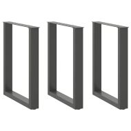 Крака за трапезна маса, U-образни, 3 бр., антрацит, 70x(72-73) см, стомана