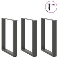 Крака за трапезна маса, U-образни, 3 бр., антрацит, 70x(72-73) см, стомана