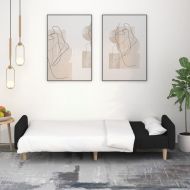 2-местно разтегателно канапе, черно, текстил