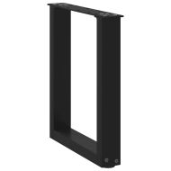 Крака за масичка за кафе, U-образни, 2 бр., черни, 28 x (42-43) см, стомана