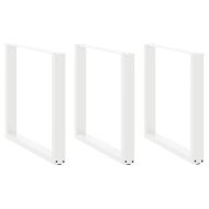 Крака за трапезна маса, U-образни, 3 бр., бели, 80x(72-73) см, стомана