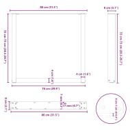 Крака за трапезна маса, U-образни, 3 бр., бели, 80x(72-73) см, стомана