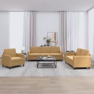 Комплект дивани от 3 части, кафяв, кадифе