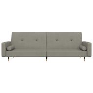 2-местно разтегателно канапе с 2 възглавници светлосиво, кадифе