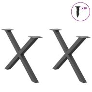 Крака за масичка за кафе, X-образни, 2 бр., антрацит, 70 x (42-43) см, стомана
