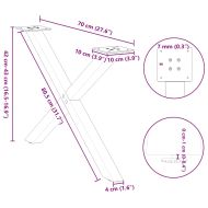 Крака за масичка за кафе, X-образни, 2 бр., антрацит, 70 x (42-43) см, стомана