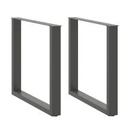 Крака за трапезна маса, U-образни, 2 бр., антрацит, 90x(72-73) см, стомана