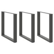 Крака за трапезна маса, U-образни, 3 бр., антрацит, 80x(72-73) см, стомана