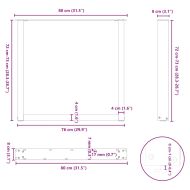 Крака за трапезна маса, U-образни, 3 бр., антрацит, 80x(72-73) см, стомана