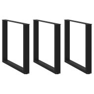 Крака за трапезна маса, U-образни, 3 бр., черни, 80 x (72-73) см, стомана