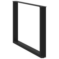 Крака за трапезна маса, U-образни, 2 бр., черни, 100 x (72-73) см, стомана