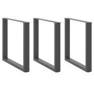 Крака за трапезна маса, U-образни, 3 бр., антрацит, 90x(72-73) см, стомана