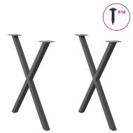 Крака за трапезна маса, X-образни, 2 бр., антрацит, 80x(72-73) см, стомана