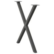 Крака за трапезна маса, X-образни, 2 бр., антрацит, 80x(72-73) см, стомана