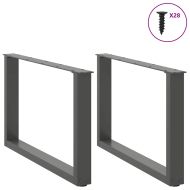 Крака за масичка за кафе, U-образни, 2 бр., антрацит, 70 x (42-43) см, стомана