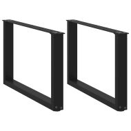 Крака за масичка за кафе, U-образни, 2 бр., черни, 70 x (42-43) см, стомана