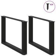 Крака за масичка за кафе, U-образни, 2 бр., черни, 70 x (42-43) см, стомана