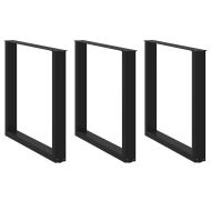 Крака за трапезна маса, U-образни, 3 бр., черни, 90 x (72-73) см, стомана