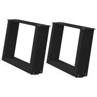 Крака за масичка за кафе, U-образни, 2 бр., черни, 50 x (30-31) см, стомана