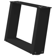 Крака за масичка за кафе, U-образни, 2 бр., черни, 40 x (30-31) см, стомана