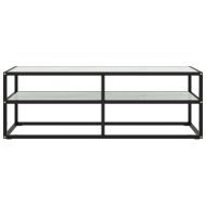 ТВ шкаф, черен, бяло мраморно стъкло, 120x40x40 см