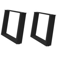Крака за масичка за кафе, U-образни, 2 бр., черни, 70 x (42-43) см, стомана