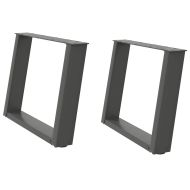 Крака за масичка за кафе, U-образни, 2 бр., антрацит, 70 x (42-43) см, стомана