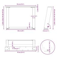 Крака за масичка за кафе, U-образни, 2 бр., антрацит, 70 x (42-43) см, стомана
