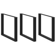 Крака за трапезна маса, U-образни, 3 бр., черни, 100 x (72-73) см, стомана