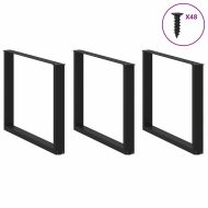 Крака за трапезна маса, U-образни, 3 бр., черни, 100 x (72-73) см, стомана