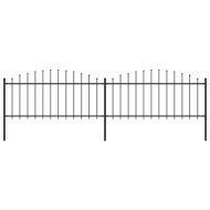 Градинска ограда с пики, стомана, (0,5-0,75)x3,4 м, черна