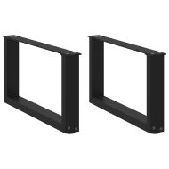 Крака за масичка за кафе, U-образни, 2 бр., черни, 70 x (30-31) см, стомана